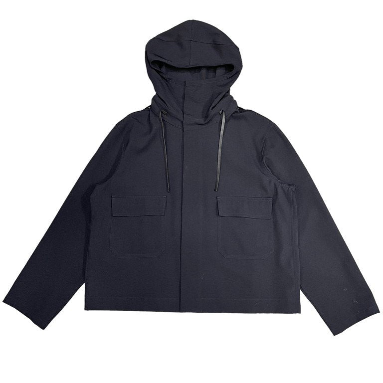 Yohji Yamamoto Pour Homme ウールギャバジンレザーストリングフーデッドブルゾン ジャケット Archive 80s