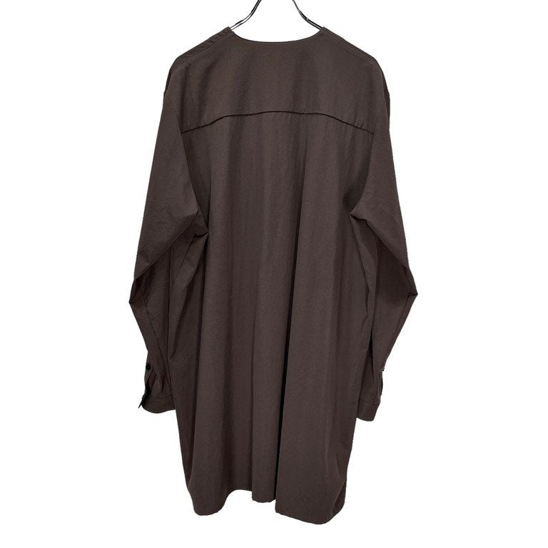 BISHOOL ウールギャバジンノーカラーロングシャツ