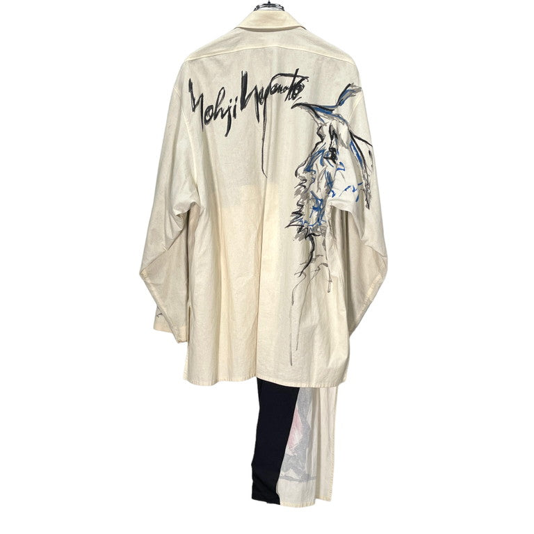 Yohji Yamamoto Pour Homme 17SS Drawing printed sheeting coat