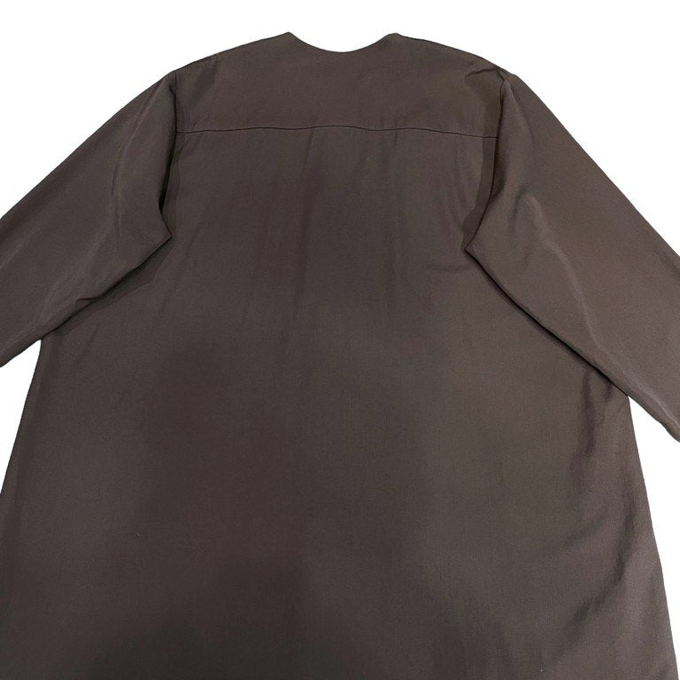 BISHOOL ウールギャバジンノーカラーロングシャツ