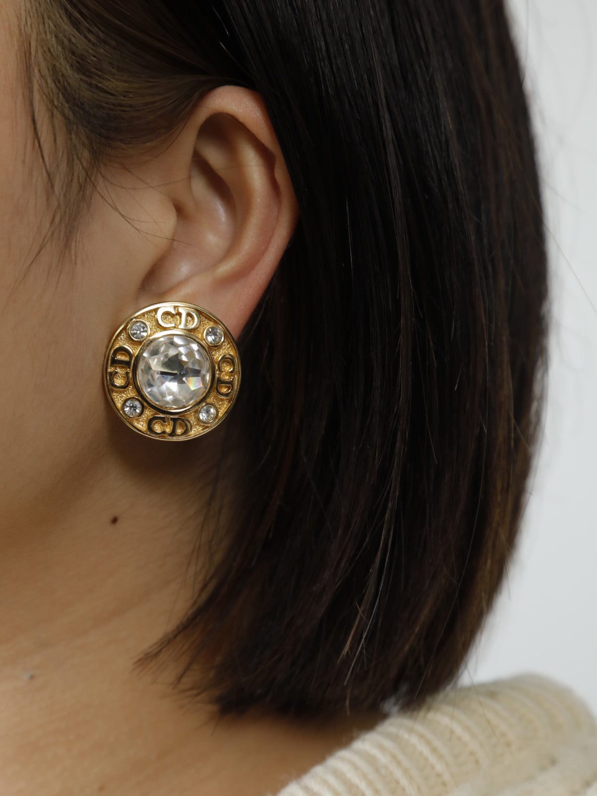 Christian Dior CDロゴストーンイヤリング