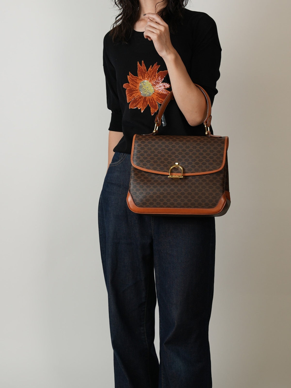 CELINE マカダム ハンドバッグ