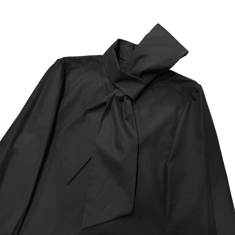 SAINT LAURENT PARIS 23AW Lavalliere-Neck Shirt コットンギャバジンビショップスリーブラヴァリエネックシャツ