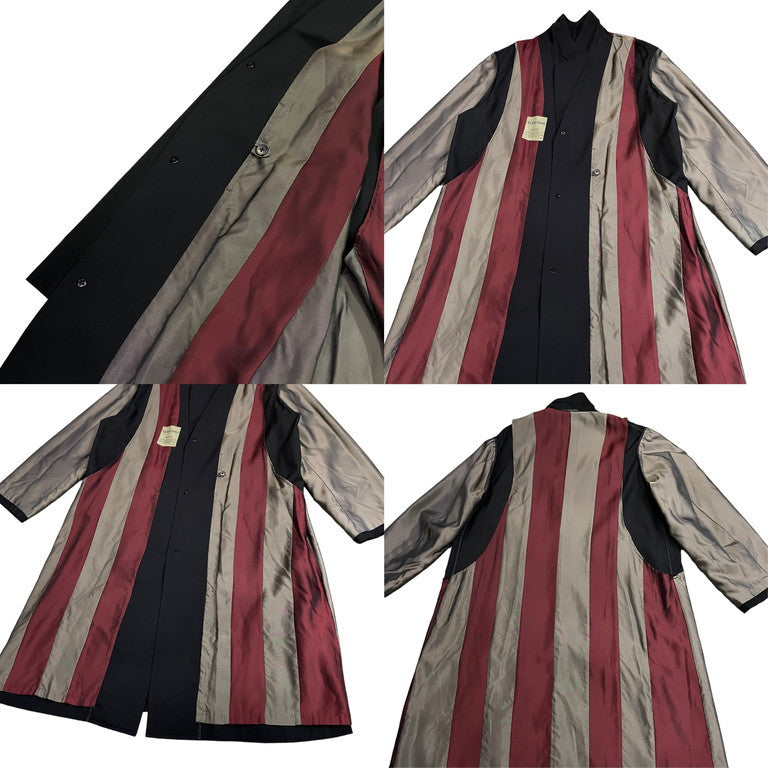 Y's for men ウールギャバジンストライプライニングリバーシブルロングコート