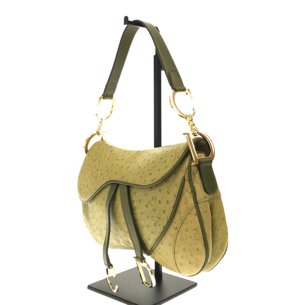 Christian Dior ダブルサドルバッグ オーストリッチ型押し