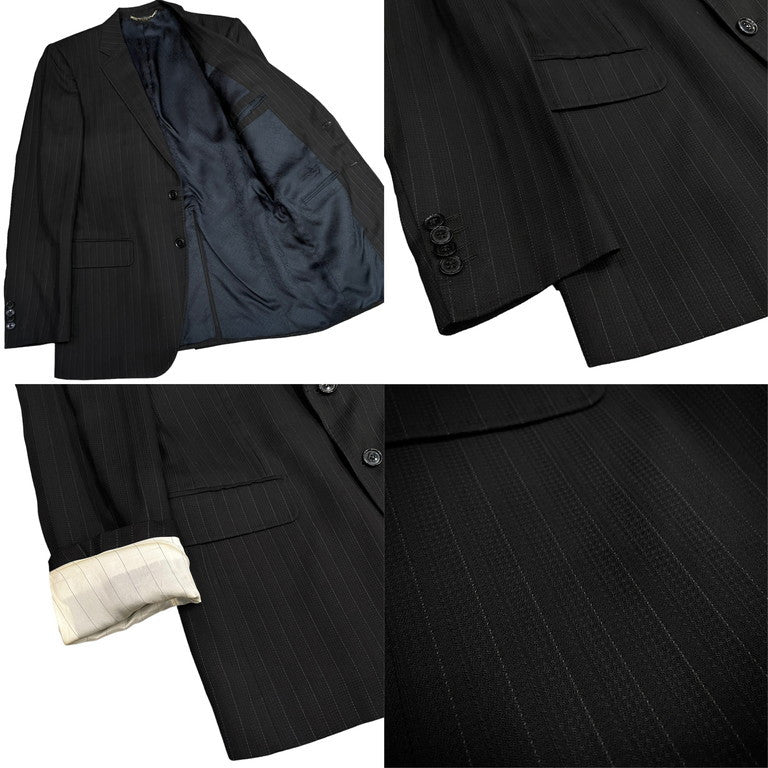 DOLCE&GABBANA ノッチドラペルストライプ2Bテーラードジャケット