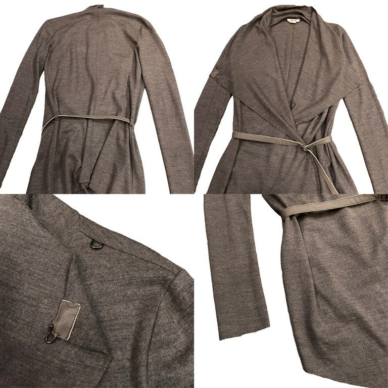 HELMUT LANG ウエストベルトアシンメトリーウールナローカーディガン