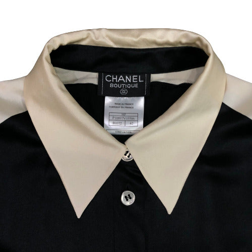 CHANEL バイカラーシルクシャツ