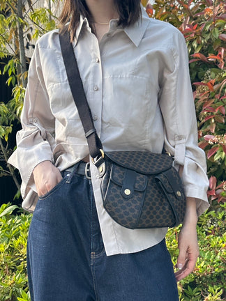 CELINE ショルダーバッグ マカダム ブラック