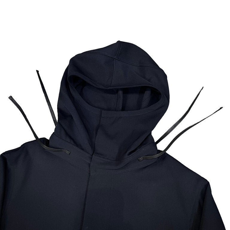 Yohji Yamamoto Pour Homme ウールギャバジンレザーストリングフーデッドブルゾン ジャケット Archive 80s