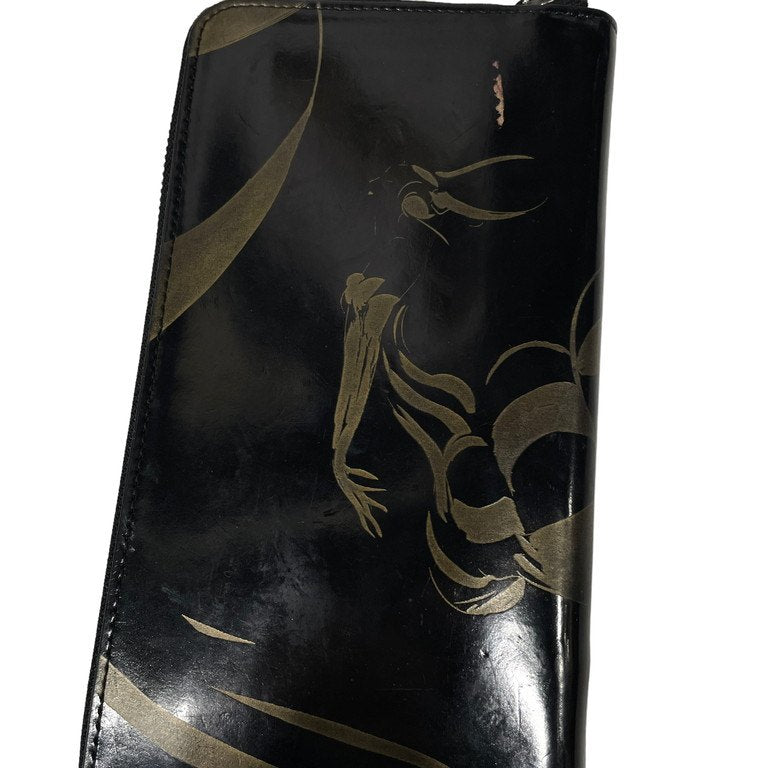 discord Yohji Yamamoto ガラスレザーペイントラウンドジップロングウォレット