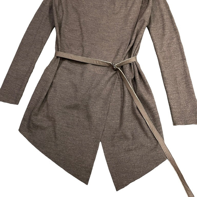 HELMUT LANG ウエストベルトアシンメトリーウールナローカーディガン