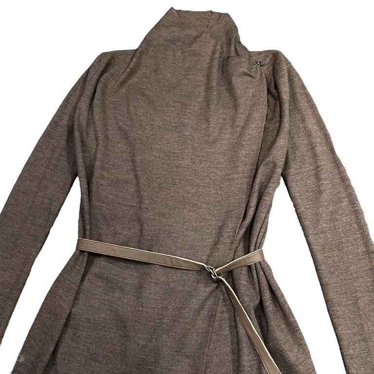 HELMUT LANG ウエストベルトアシンメトリーウールナローカーディガン