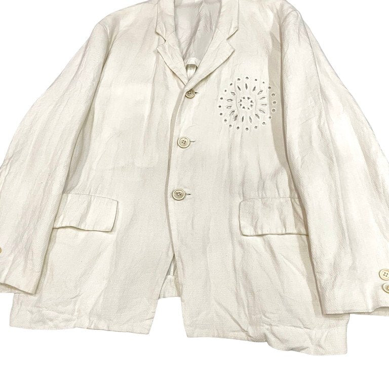 Yohji Yamamoto Pour Homme 87SS 刺し子織カットワーク3Bテーラードジャケット