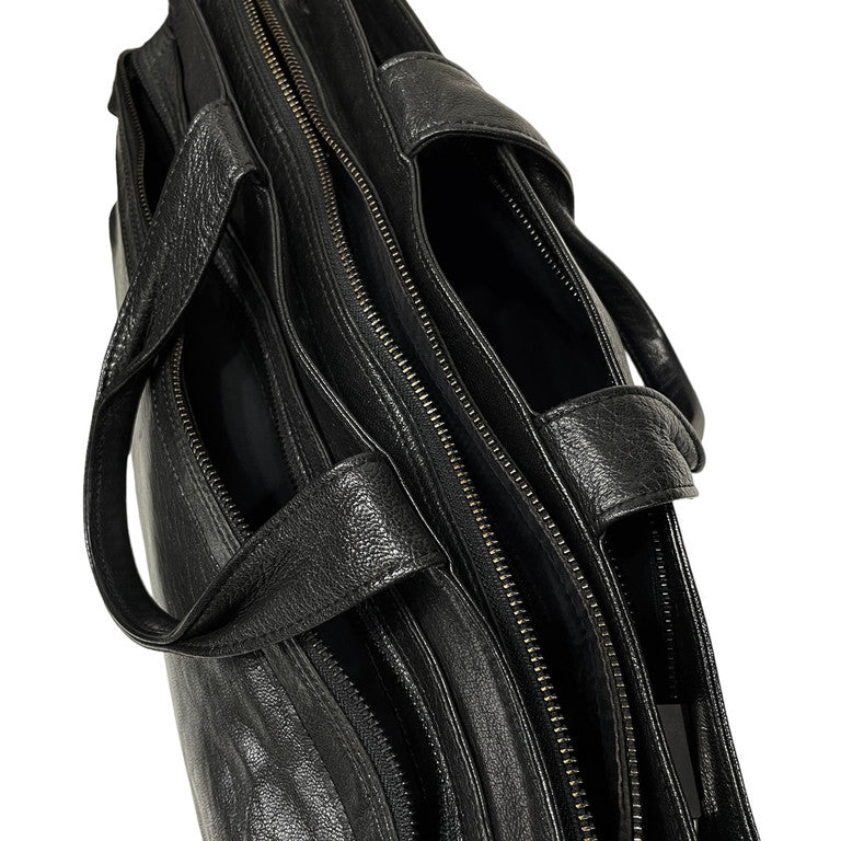 Yohji Yamamoto Femme ゴートレザージップデザインスクエアボストンバッグ