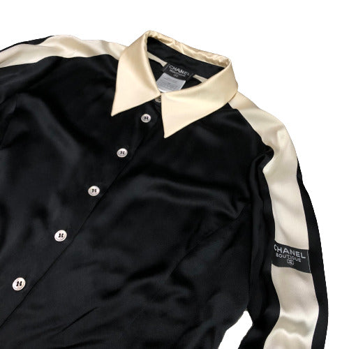 CHANEL バイカラーシルクシャツ