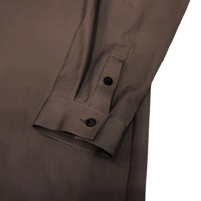 BISHOOL ウールギャバジンノーカラーロングシャツ