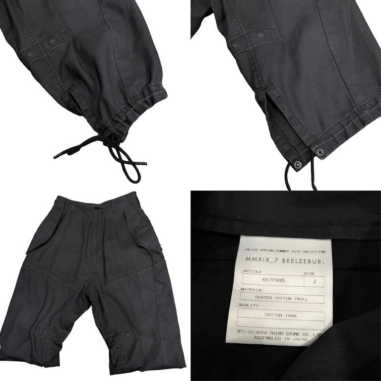 JULIUS 19SS COATED COTTON TWILL RECONSTRUCTION MILITARY PANTS モッズコート解体再構築クロップドミリタリーパンツ