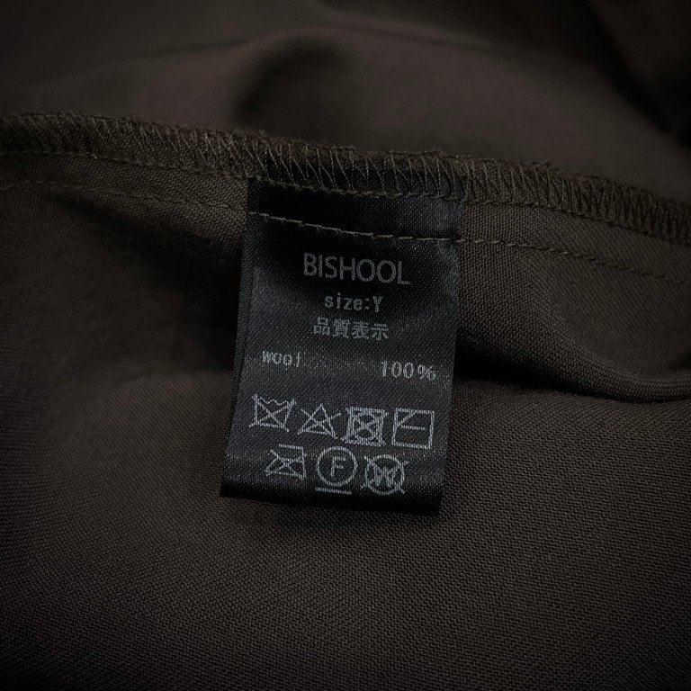 BISHOOL ウールギャバジンノーカラーロングシャツ