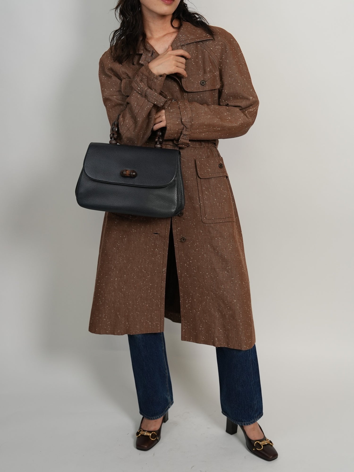 GUCCI ウッドハンドル ハンドバッグ