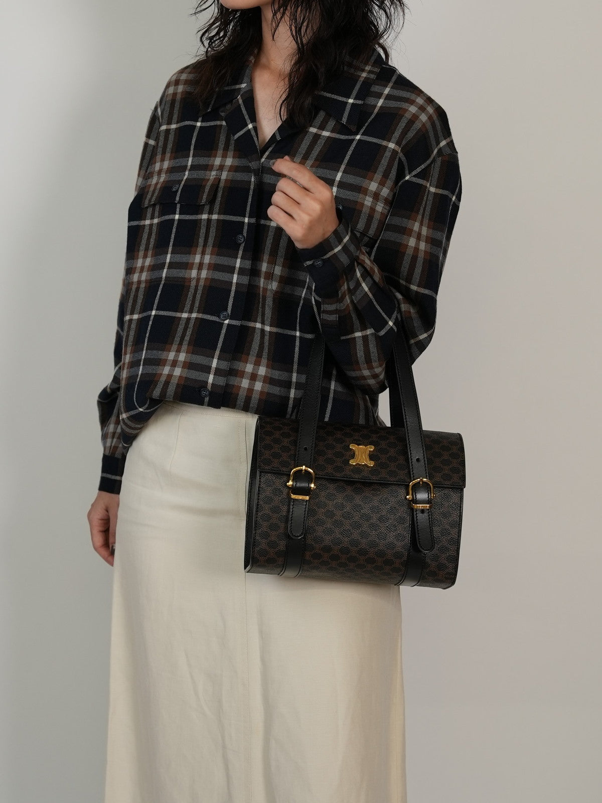 CELINE マカダム ブラゾン ボックスバッグ