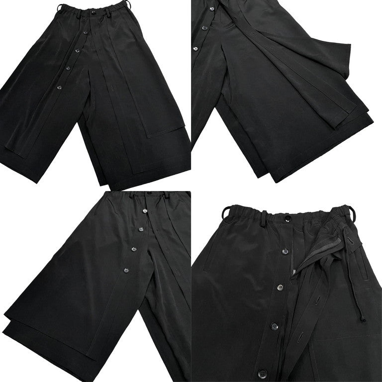 Yohji Yamamoto Femme 22SS トリアセテートポリエステルウエストゴムシャーリングレイヤードワイドパンツ