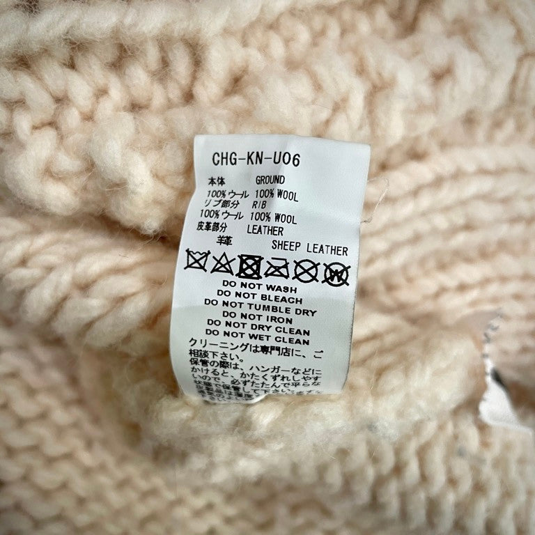 FACETASM 17AW RIB HAND KNIT SWEATER ショルダーラインサイドジップオーバーサイズケーブルニットセーター ムートンレザー フィッシャーマン トップス CHG-KN-U06 ファセッタズム メンズ