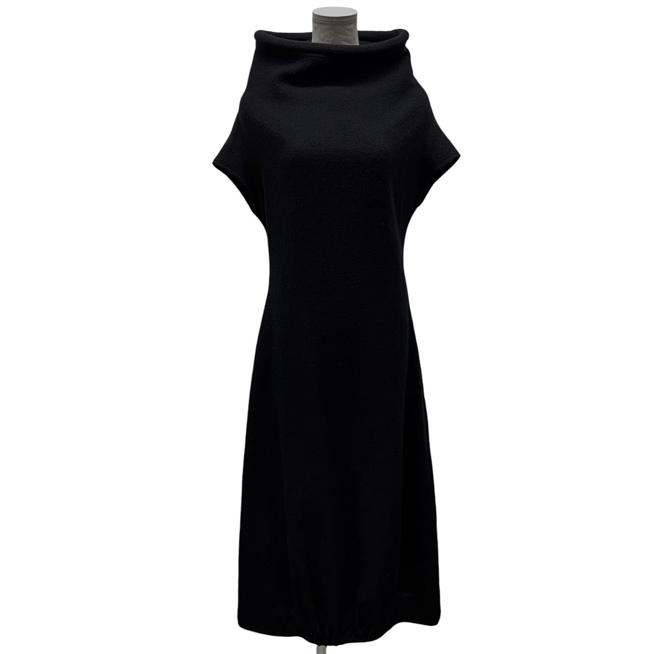 WXYZ Yohji Yamamoto ウールフラノオフネックゴムシャーリングノースリーブロングワンピース Archive 80s 90s ギャザー トップス アウター ヨウジヤマモト レディース