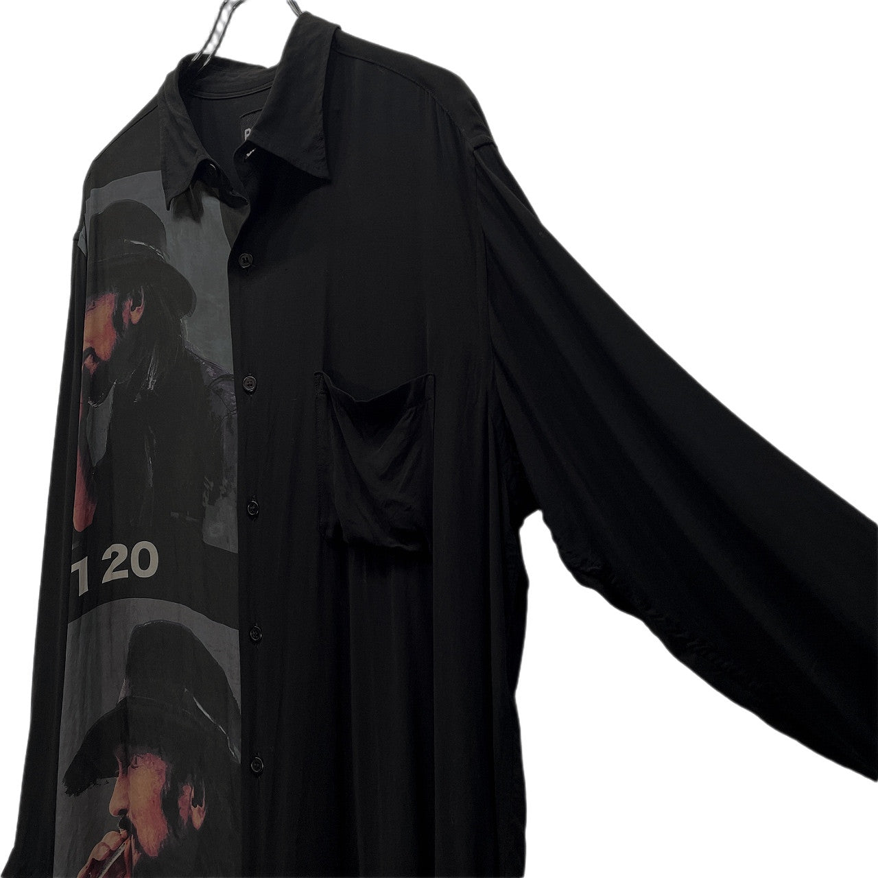 B Yohji Yamamoto 20SS 山本耀司プリントレーヨンロングシャツ ブラウス トップス NN-B87-822 定価77,0000円 Pour Homme ビー ヨウジヤマモト メンズ レディース ユニセックス