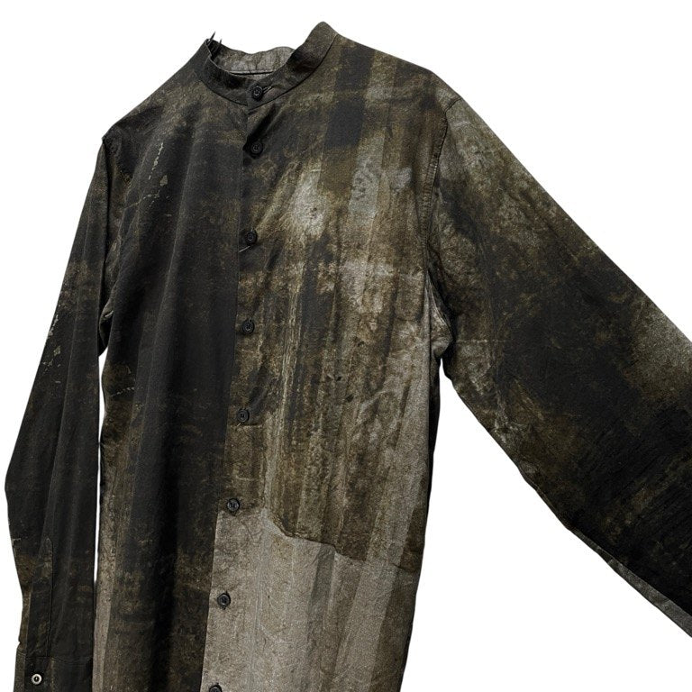 ROGGYKEI グラフィックプリントカットオフバンドカラーシャツ ブラウス トップス ノーカラー ロギーケイ メンズ レディース ユニセックス