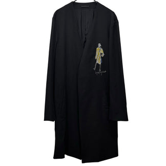 Yohji Yamamoto Pour Homme 21AW ウールギャバジン女優刺繍ノーカラーロングテーラードジャケット 02SS 復刻 Archive 名作 希少 ロゴ ブルゾン コート アウター ヨウジヤマモトプールオム メンズ