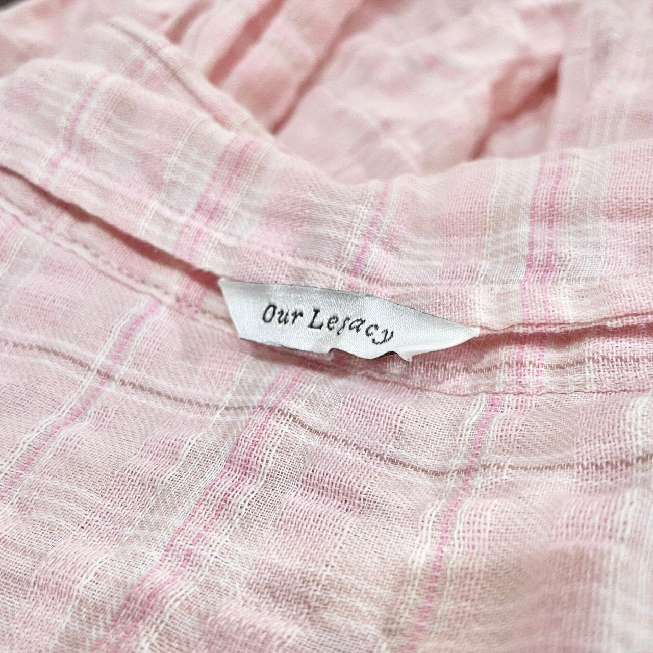 OUR LEGACY 24SS BORROWED SHIRT 皺加工ガーゼチェックシャツ シワ ブラウス トップス M2242BP アワーレガシー メンズ