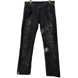 BLACK BARRETT by Neil Barrett 樹脂コーティングテーピングデザインブラックデニム5ポケットパンツ ボトムス Archive ブラックバレット ニールバレット メンズ