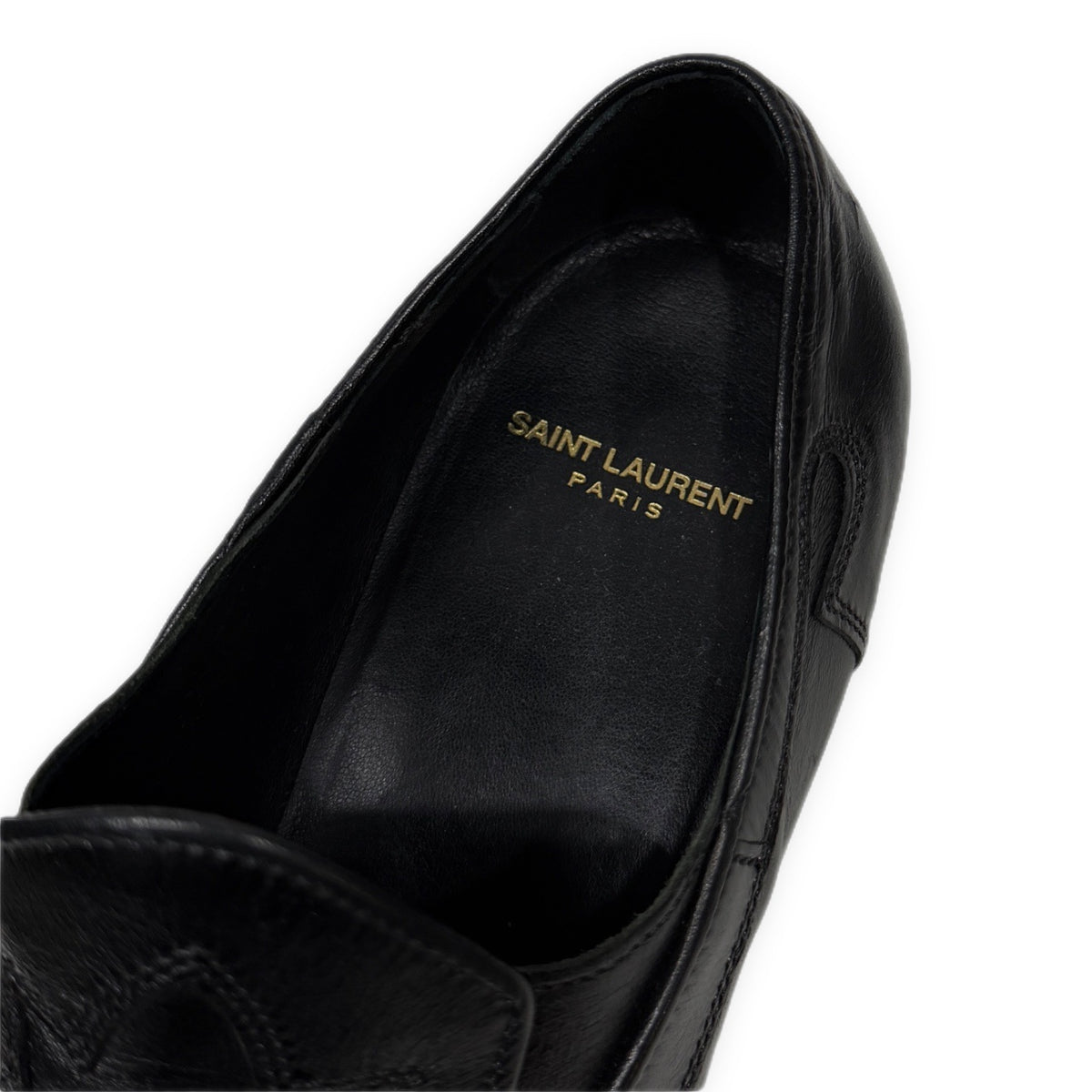 SAINT LAURENT PARIS FINN 60 MOCCASINS レザー刺繍ポインテッドトゥカウボーイヒールブーツ シューズ 靴 クツ ウエスタン 42 サンローランパリ メンズ