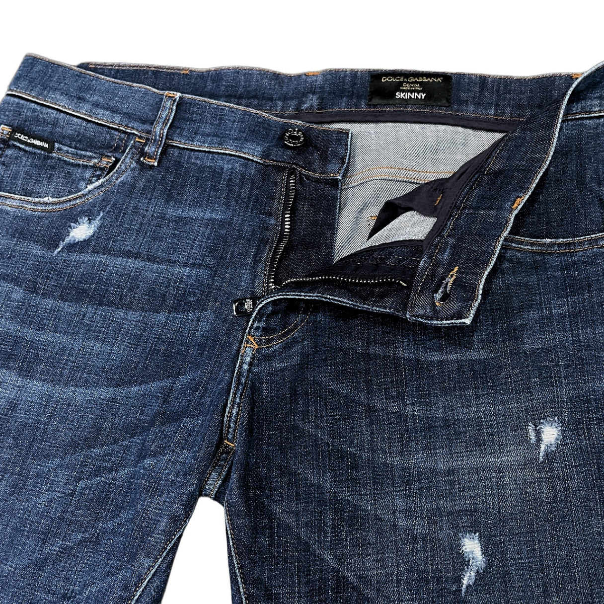 DOLCE&GABBANA Bring Me To the Moon アートプリントバックポケットダメージ加工スキニーデニムパンツ ジーンズ D&G ボトムス SKINNY ドルチェアンドガッバーナ メンズ