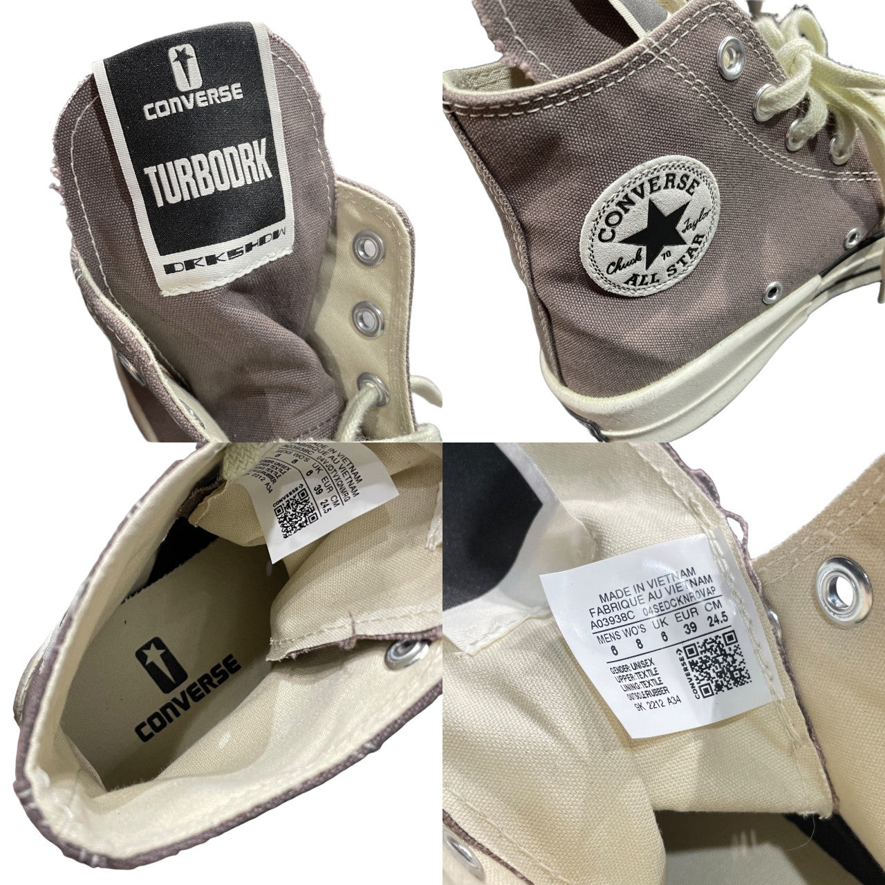 Rick Owens DRKSHDW × CONVERSE TURBODRK Laceless Chuck Taylor All Star 70 Hi ロングシュータンレースアップハイカットスニーカー チャックテイラー シューズ 靴 クツ A03938C DC01CX938 A03R0 リックオウエンス コンバース