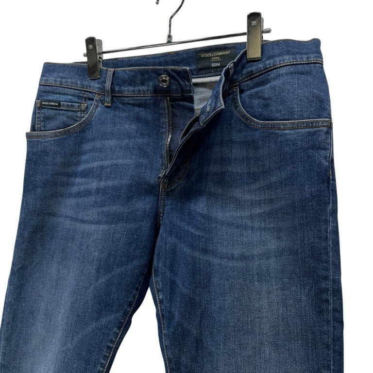 DOLCE&GABBANA バックポケットロゴ刺繍スリムフィットストレッチデニムパンツ SLIM D&G ジーンズ ボトムス レザーパッチ ドルチェアンドガッバーナ メンズ