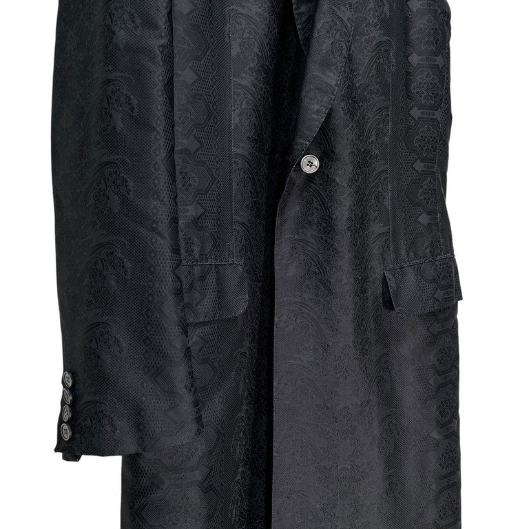 ALEXANDER McQUEEN 05AW 総シルクジャカードアシンメトリーノースリーブチェスターコート Archive 00s 総柄 花 テーラード ジャケット ブルゾン アウター アレキサンダーマックイーン メンズ