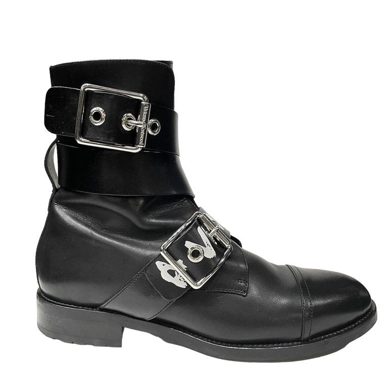 Vivienne Westwood 19AW ALEX BOOT BLACK GRAFFITI CALF LEATHER グラフィティロゴプリントアレックスブーツ 国内2足限定 希少 レア ベルト ベルテッドシューズ 靴 クツ 1020032-40935 43 ヴィヴィアンウエストウッド メンズ