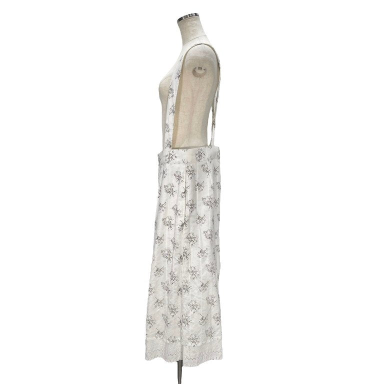 tao COMME des GARCONS 22SS フラワープリントレースヘムサスペンダーストライプワイドパンツ 花柄 総柄 サロペット タオ コムデギャルソン レディース