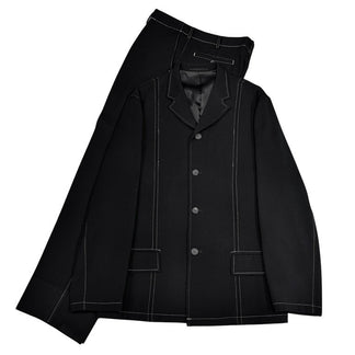 Y's for men ウールドスキングレーステッチセットアップスーツ 4Bテーラードジャケット コート パンツ スラックス トラウザーズ Archive 90s Yohji Yamamoto Pour Homme ヨウジヤマモトプールオム ワイズフォーメン メンズ