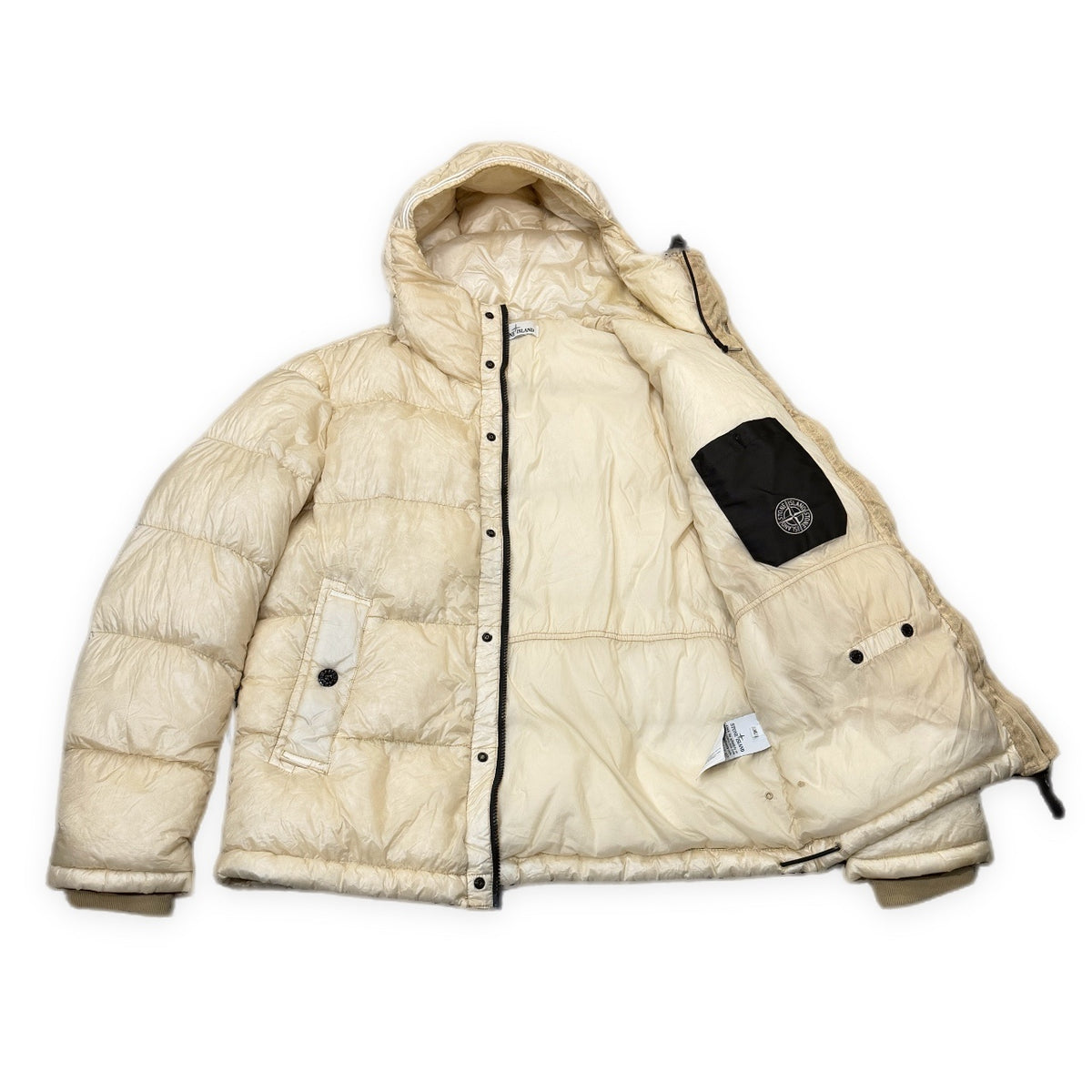 STONE ISLAND 14AW GARMENT DYED DOWN_26 GR X SQM_N ガーメントダイホワイトダックダウンジャケット ブルゾン コート アウター XL 製品染め ストーンアイランド メンズ