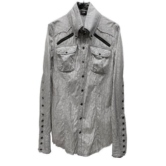 L.G.B. デタッチャブルカラーマルチボタンカットオフレオパードウエスタンシャツ ブラウス トップス 総柄 チェック ルグランブルー メンズ