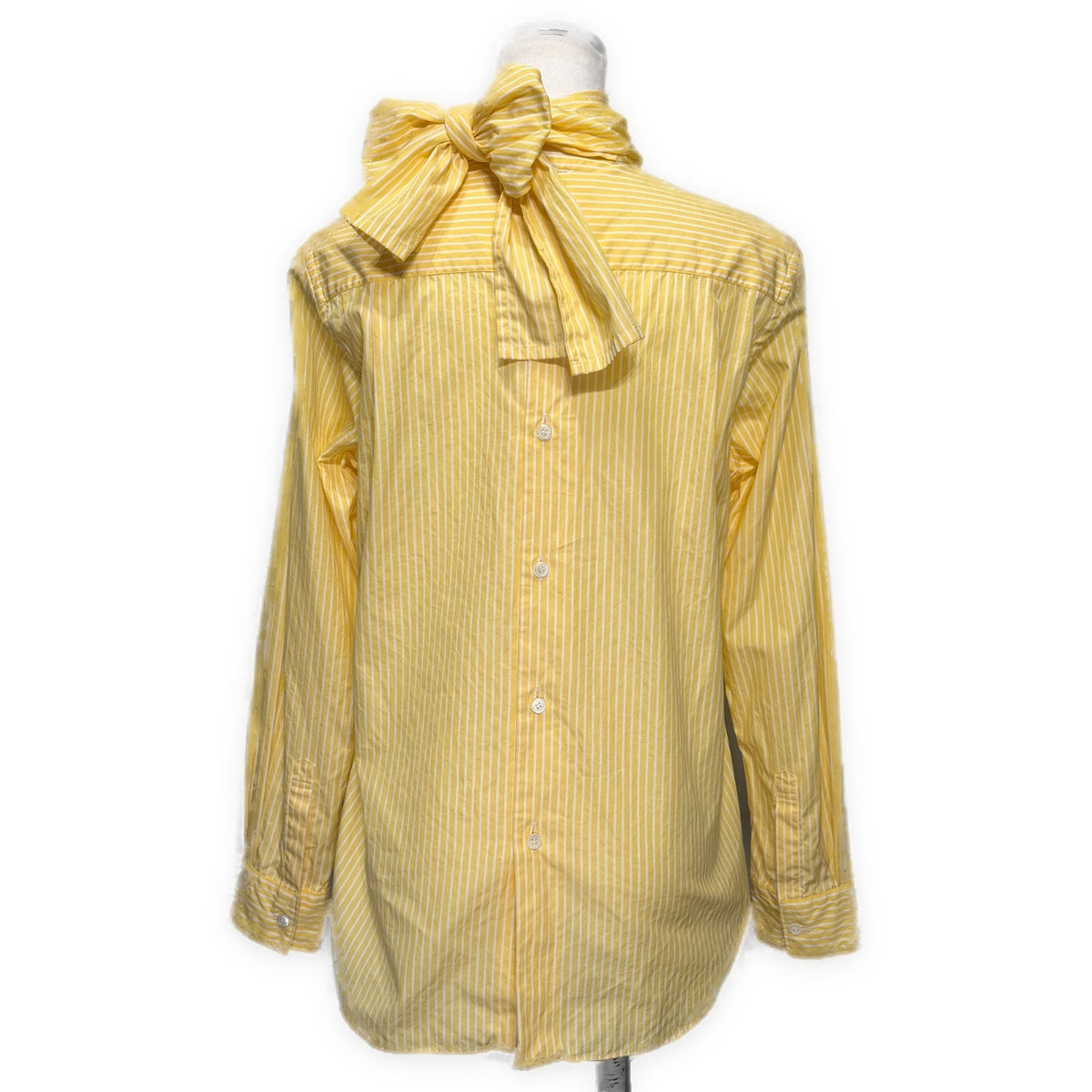 COMME des GARCONS 00AW コットンブロードストライプバックオープンリボンシャツ Archive 00s 前後逆デザイン トップス ブラウス Hard & Forceful ハード&フォースフル コムデギャルソン レディース