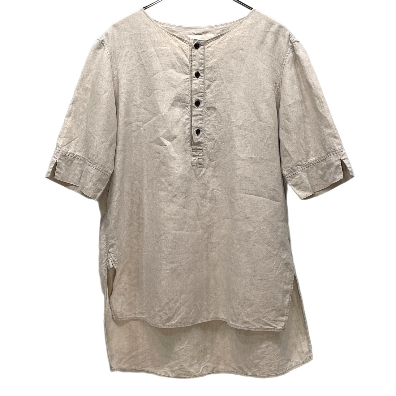 N/07 リネンポプリンノーカラープルオーバーシャツ チュニック ヘンリーネック トップス エヌゼロナナ メンズ