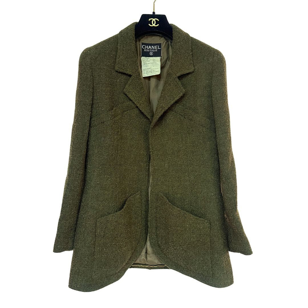 CHANEL CHANEL ボタンレスツイードジャケット 36