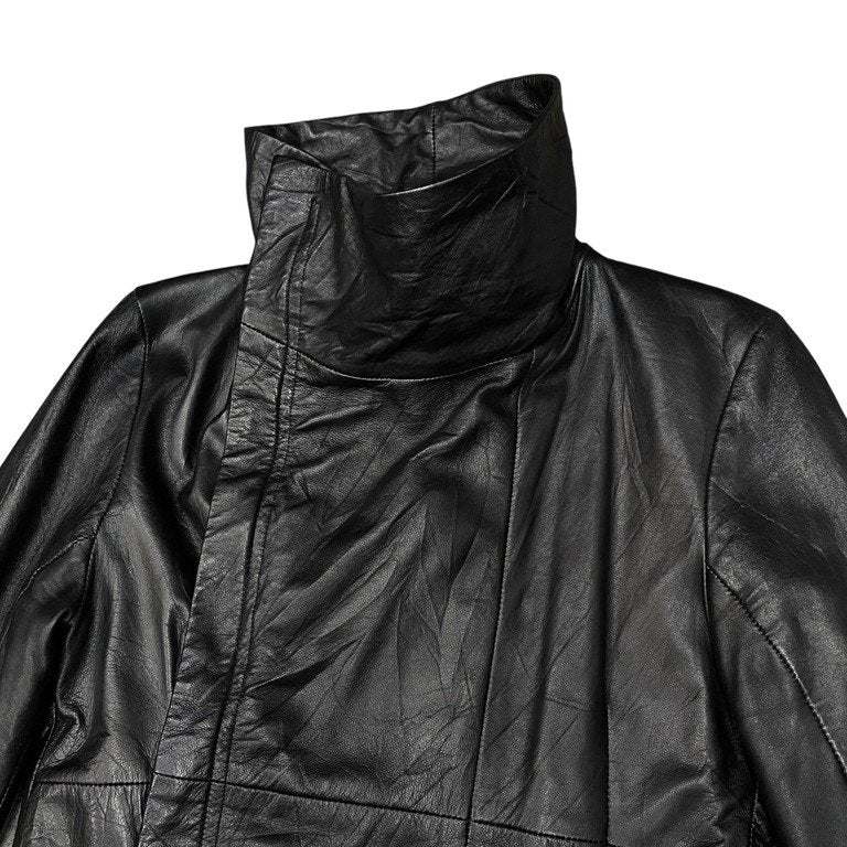 EKAM ラムレザージップアップハイネックレザージャケット シングル ライダース ブルゾン コート アウター エカム メンズ