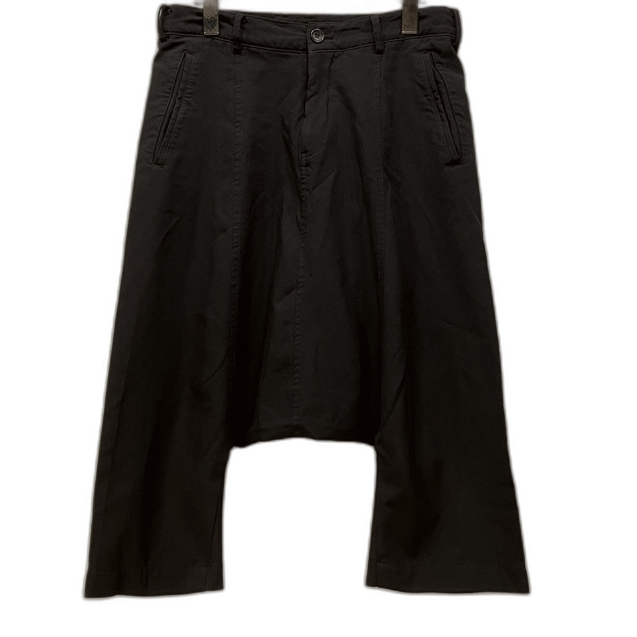 BLACK COMME des GARCONS ポリエステル特殊加工クロップドサルエルパンツ ボトムス 縮絨 ブラック コムデギャルソン メンズ レディース ユニセックス