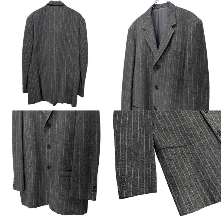 Y's for men グレーストライプウールツイードセットアップスーツ テーラードジャケット パンツ スラックス トラウザーズ Archive 90s Yohji Yamamoto Pour Homme ワイズフォーメン ヨウジヤマモトプールオム メンズ