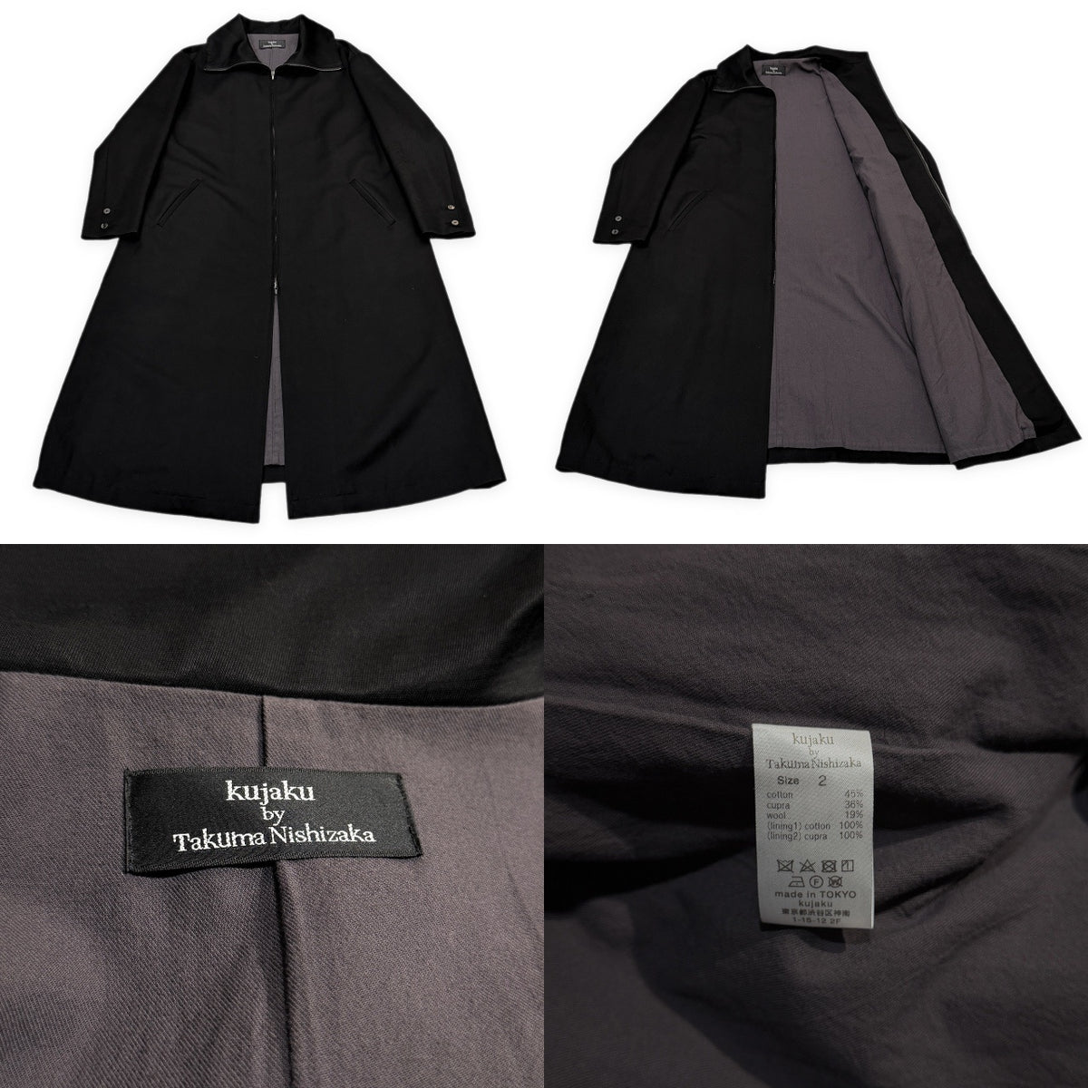 kujaku by Takuma Nishizaka 23AW ジップアップハイネックロングコート ジャケット ブルゾン アウター クジャク メンズ レディース ユニセックス